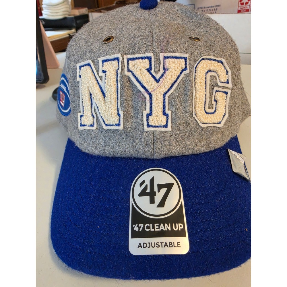 Stoney Clover Lane x 47 Brand New York Giants NYC Chenille Patch Hat Grey Blue